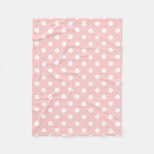 Pink and White Polka Dot Pattern Fleece Blanket