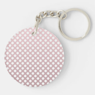 Pink and White Polka Dot Pattern Key Ring
