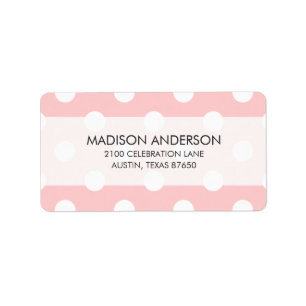 Pink and White Polka Dot Pattern Label