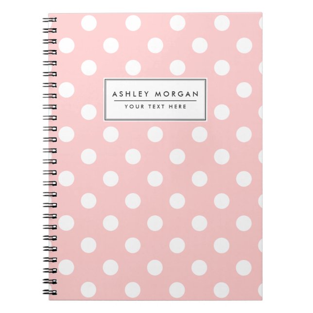 Pink and White Polka Dot Pattern Notebook (Front)
