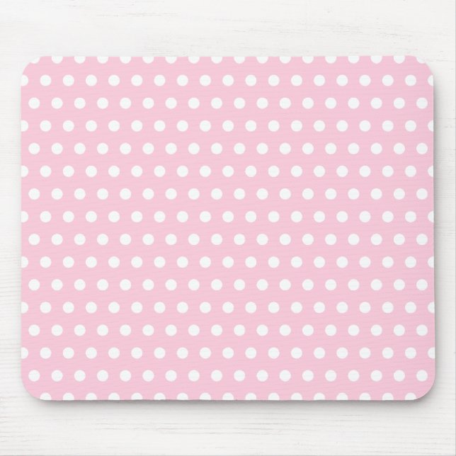 Pink and White Polka Dot Pattern. Spotty. Mouse Mat (Front)