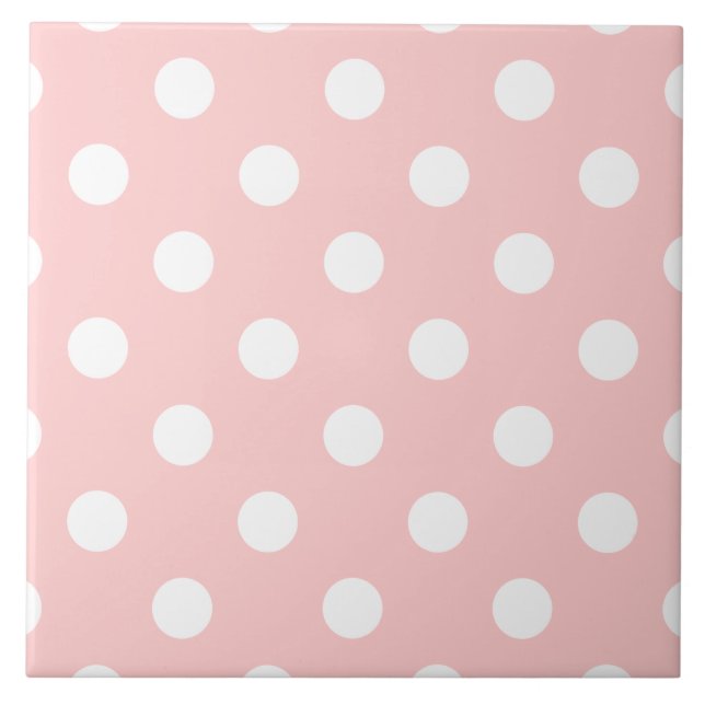 Pink and White Polka Dot Pattern Tile (Front)