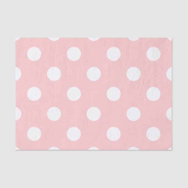 Pink and White Polka Dot Pattern Tissue Paper (Front)