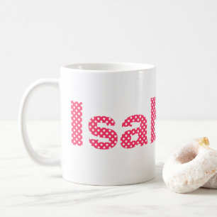 Pink and White Polka Dot Personalised Coffee Mug