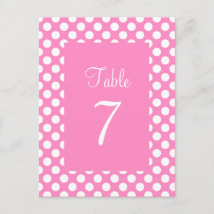 Pink and White Polka Dot Table Number Postcard