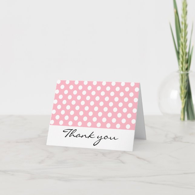 Pink and White Polka Dot Thank You Notes (Front)
