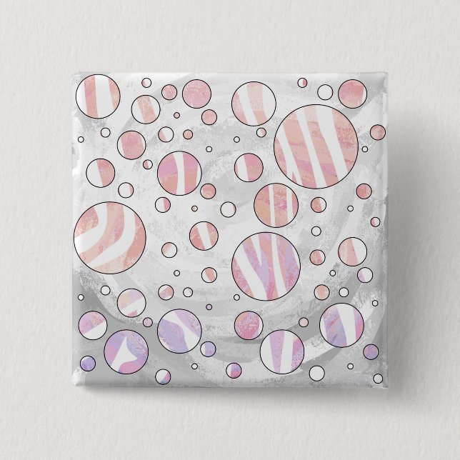 Pink and White Polka Dot Zebra 15 Cm Square Badge (Front)