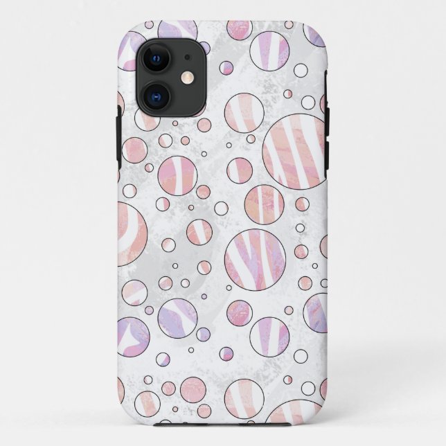 Pink and White Polka Dot Zebra Case-Mate iPhone Case (Back)