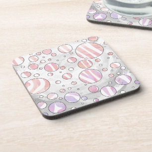 Pink and White Polka Dot Zebra Coaster