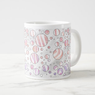 Pink and White Polka Dot Zebra Large Coffee Mug
