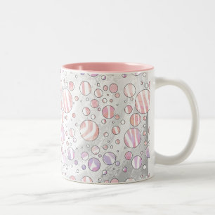 Pink and White Polka Dot Zebra Two-Tone Coffee Mug