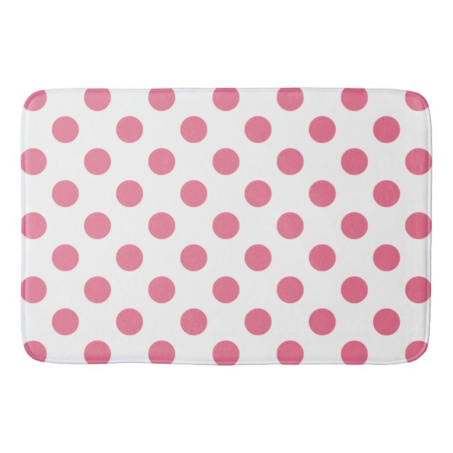 Pink and white polka dots bath mat (Front)