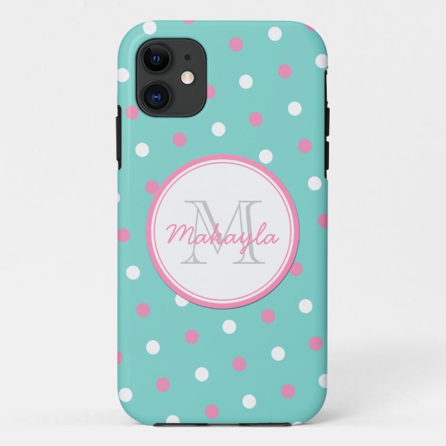 Pink and White Polka Dots Case-Mate iPhone Case (Back)
