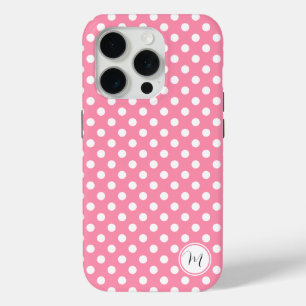 Pink and White Polka Dots iPhone 15 Pro Case