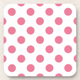 Pink and white polka dots coaster