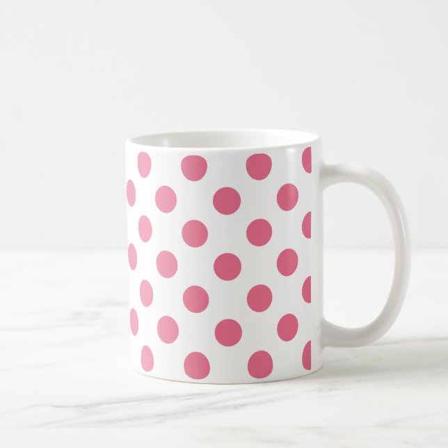 Pink and white polka dots coffee mug (Right)