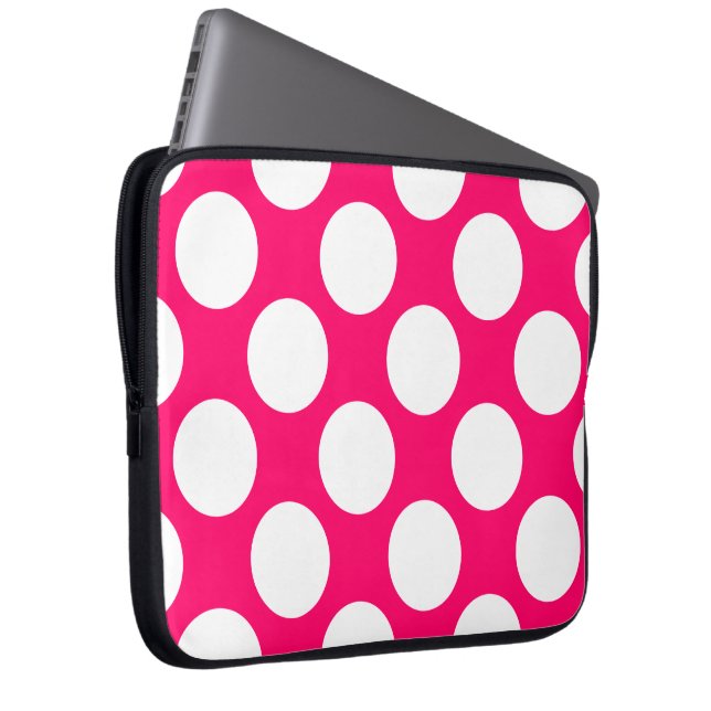 Pink and White Polka Dots Electronics Bag (Front Right)