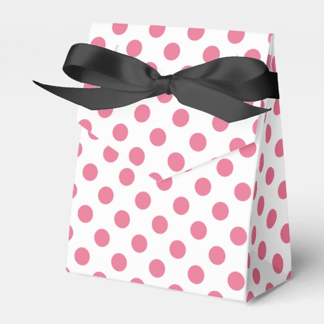 Pink and white polka dots favour box (Front Side)