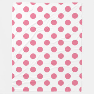 Pink and white polka dots fleece blanket