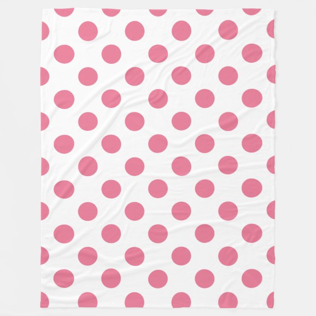Pink and white polka dots fleece blanket (Front)
