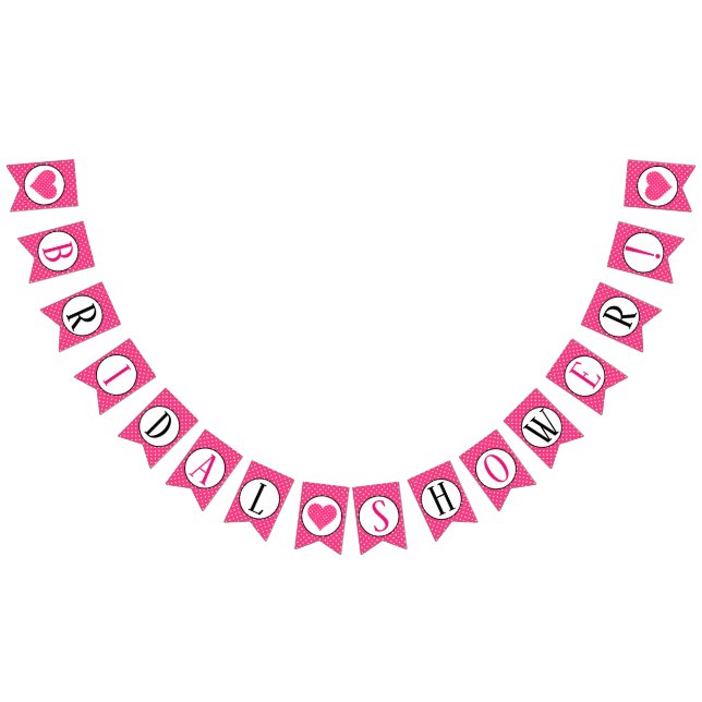Pink and White Polka Dots Hearts Bridal Shower Bunting (All)