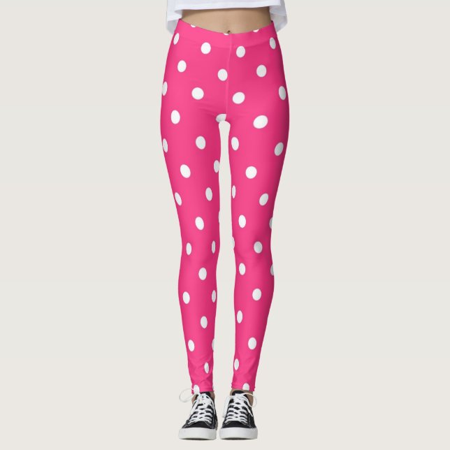 Pink and white Polka Dots Leggings (Front)