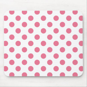 Pink and white polka dots mouse mat