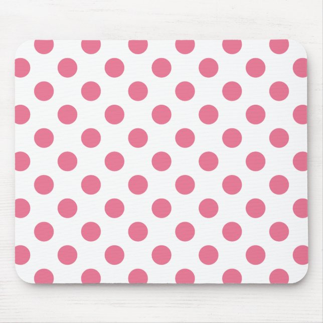 Pink and white polka dots mouse mat (Front)