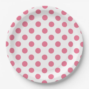 Pink and white polka dots paper plate