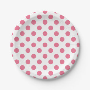 Pink and white polka dots paper plate