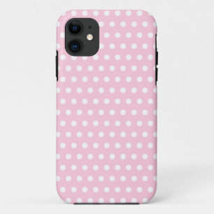 Pink and White Polka Dots Pattern. iPhone 11 Case