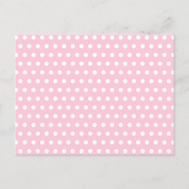 Pink and White Polka Dots Pattern. Postcard (Front)