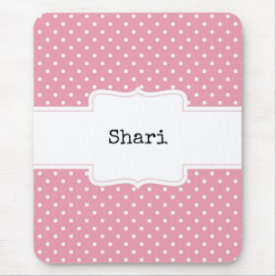 Pink and White Polka Dots Personalised Mouse Mat