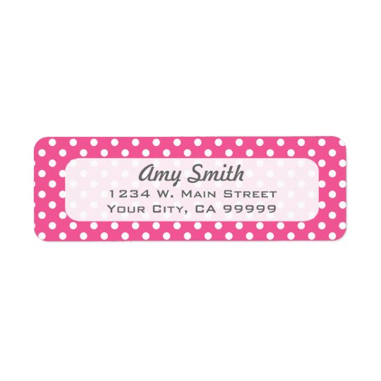 Pink and White Polka Dots Return Address Label