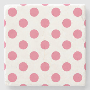 Pink and white polka dots stone coaster