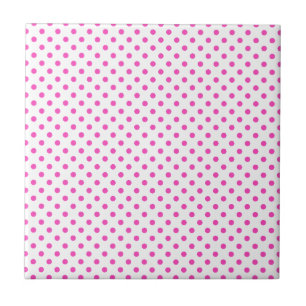 Pink and White Polka Dots Tile