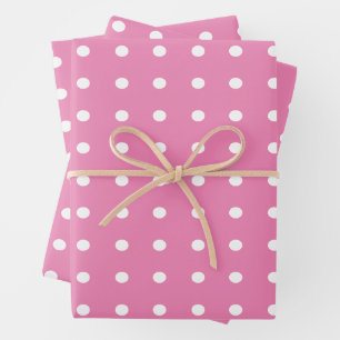 Pink and White Polka Dots Wrapping Paper Sheet