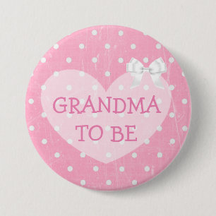 Pink and White Polka Dotted Grandma To Be Button