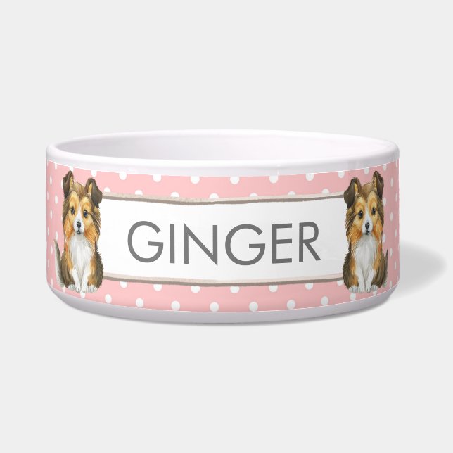 Pink and White Polkadots | Sheltie Personalised  (Front)