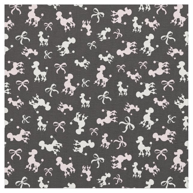 Pink and White Poodles Pattern Fabric (Close Up)
