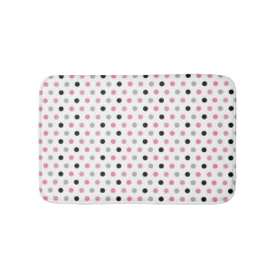 Pink and White Pretty Polka Dots Bath Mat