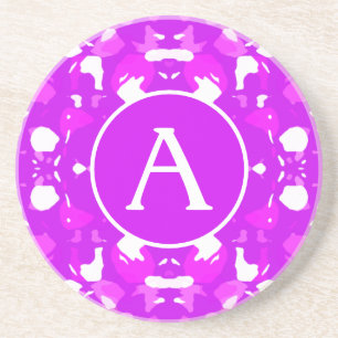 Pink and White Pretty Symmetrical Markings Letter Coaster