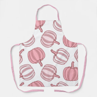 Pink and white printed pumpkin kitchen apron