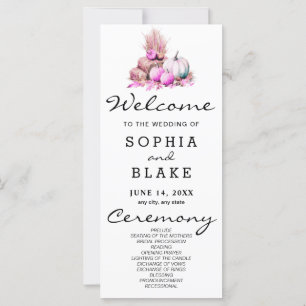 Pink and White Pumpkins Fall Wedding Program