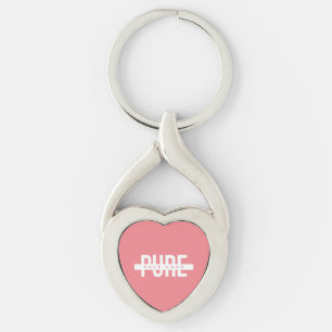 Pink and White Pure Self Love Metal Keychain
