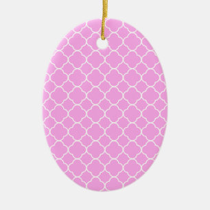 Pink And White Quatrefoil Pattern Ceramic Tree Decoration