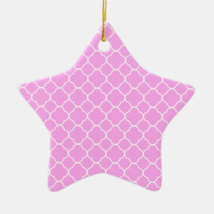 Pink And White Quatrefoil Pattern Ceramic Tree Decoration