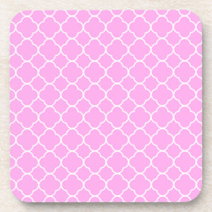 Pink And White Quatrefoil Pattern Coaster