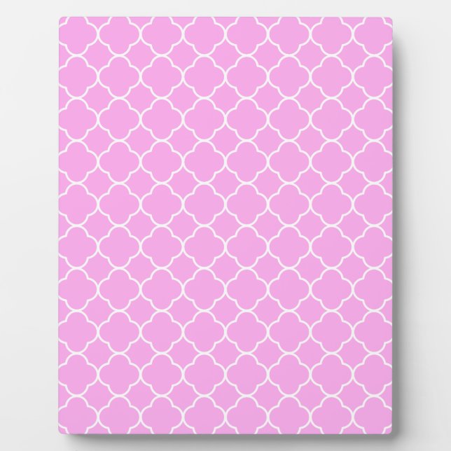 Pink And White Quatrefoil Pattern Plaque (Front)