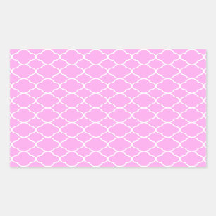 Pink And White Quatrefoil Pattern Rectangular Sticker